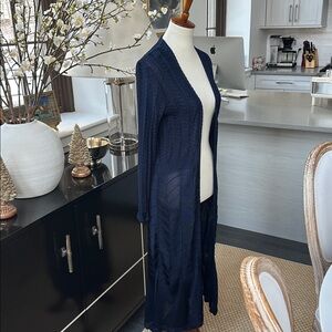 Ralph Lauren Black Label Silk Knit Maxi Cardigan Navy M/L